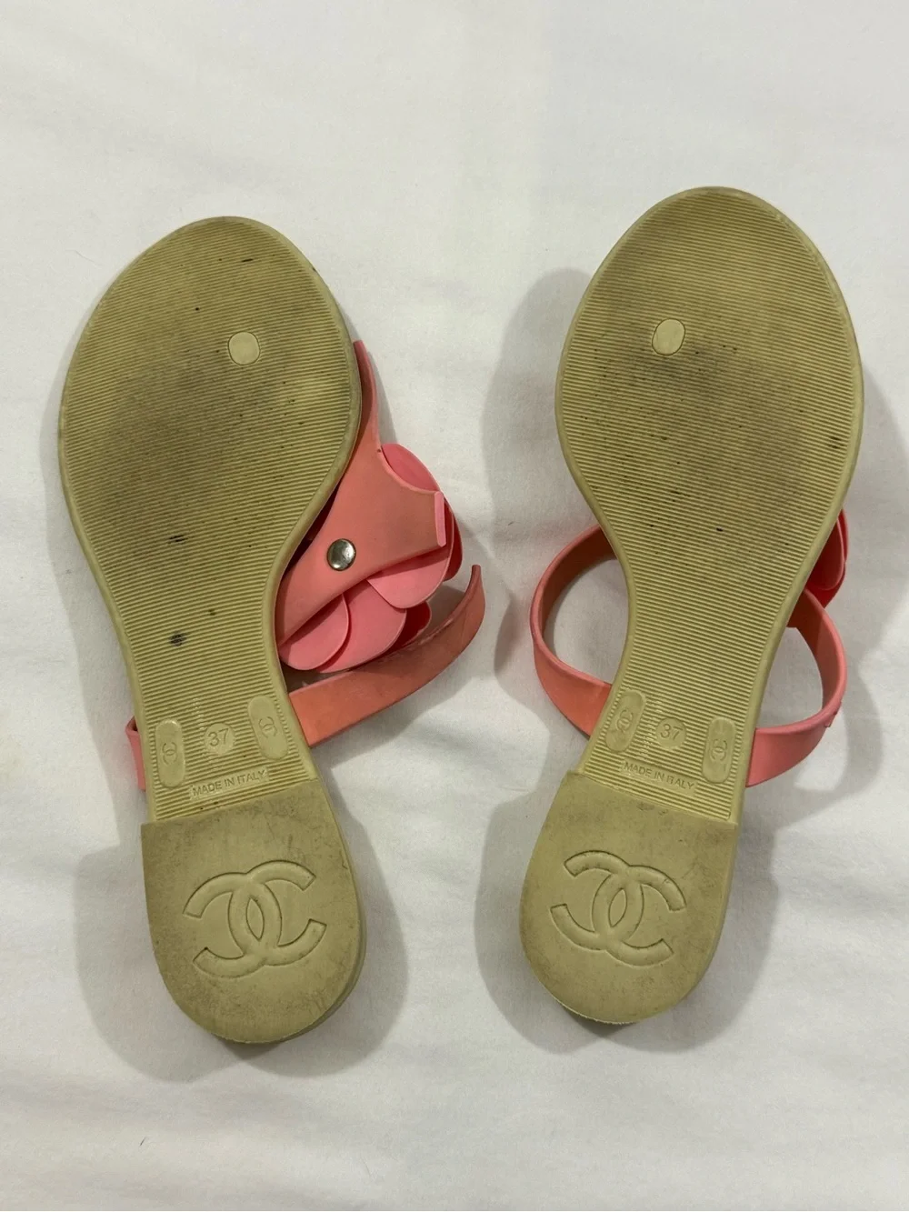 CHANEL Camellia Jelly Thong Sandals Pink EU 37 Repair / Crafts / Parts